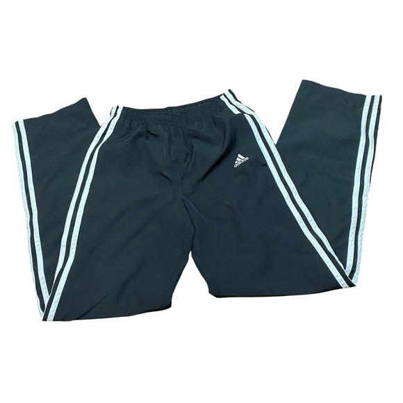 Adidas Black Active Pants Black White Stripe Size XS Ankle Zip Elastic Waist Euc - Picture 1 of 4